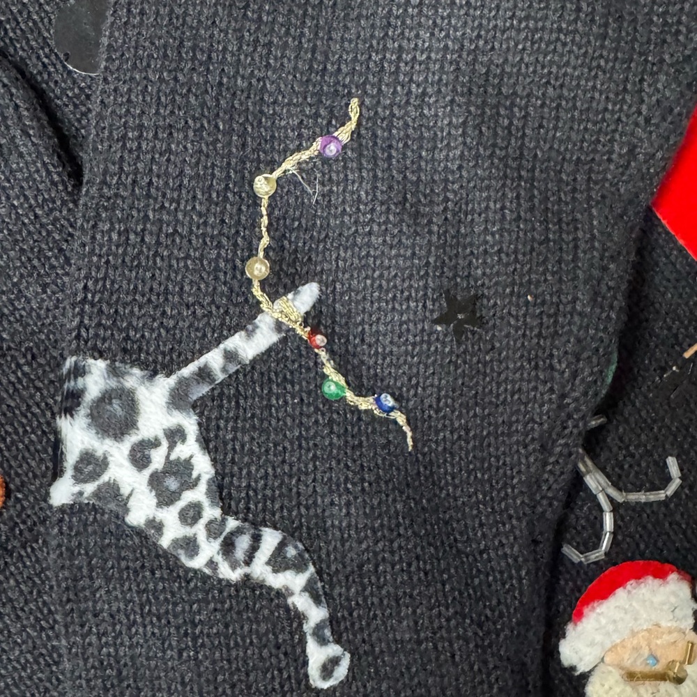 Susan Bristol Festive Black Cardigan with Santa Designs size medium - Picture 15 of 15